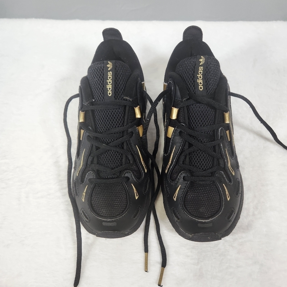 adidas Women's Black Sneakers with Gold Stripes - Picture 5 of 11
